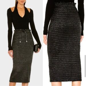 A.L.C. Jaclyn Vegal Faux Leather Midi Skirt Black Textured Pencil Skirt  Sz 6 🧡